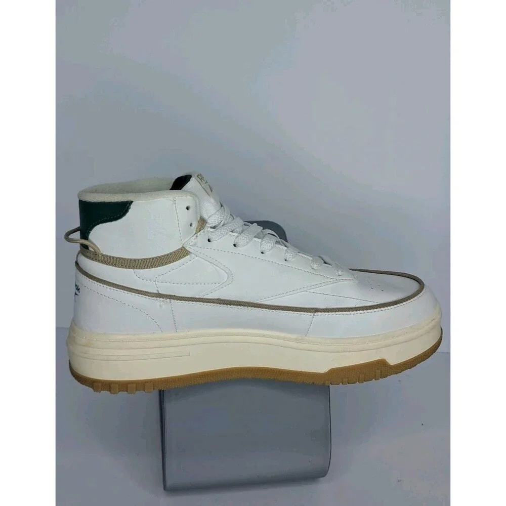Reebok Club C Geo Mid White Dark Green Platform Sneakers Womens Size 10 Euc